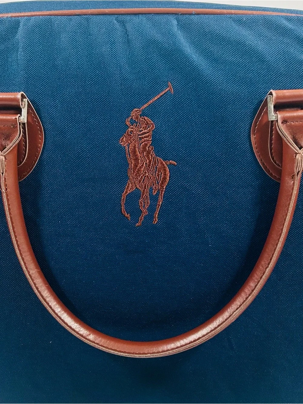 Vintage Polo Ralph Lauren Duffle Bag with Prominent Brown Embroidered Pony Logo